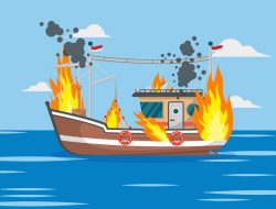 Kapal Pembawa Pipa CPO “Rejeki Bersama” Terbakar di Sungai Kunyit