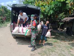Koramil 05/Toho Berikan Bantuan Sembako dan Kesehatan Gratis ke 154 KK Korban Banjir