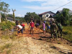 Karya Bakti Kodim 1201, Bangun Dua Titik Jalan Rabat Beton di Kecamatan Ngabang