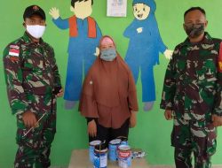 Anggota Satgas Yonif 144/JY Hiasi TK Raudhatul Atfal Nurul Hudud di Perbatasan