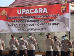Polresta Pontianak Kota Gelar Upacara Korp Raport Kenaikan Pangkat Polri dan PNS Polri