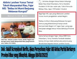 Fajar MS: “Saya Memberikan Dukungan Atas Nama Partai Berkarya Itu Tidak Benar”