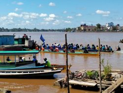 Sambut Bulan Suci Ramadhan, Komunitas Sampan Bidar Tradisional Sintang Gelar Lomba Dayung Sampan Bidar di Pulau Perigi