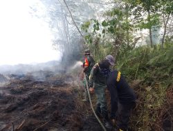 50 Hektare Lahan Gambut di Desa Semparong Terbakar, Babinsa Koramil Sungai Kunyit Berjibaku Ikut Padamkan Api&nbsp;