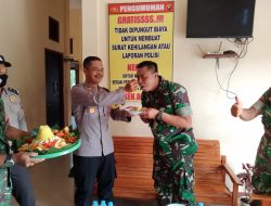 Bawa Nasi Tumpeng, Pelda Dian Nuswantoro Sampaikan Selamat Hut Bhayangkara ke Jajaran Polsek Anjongan