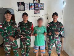Lewat Komsos, Satgas Pamtas Yonif 645/GTY Terima Penyerahan Senjata Api Rakitan dari Warga Perbatasan