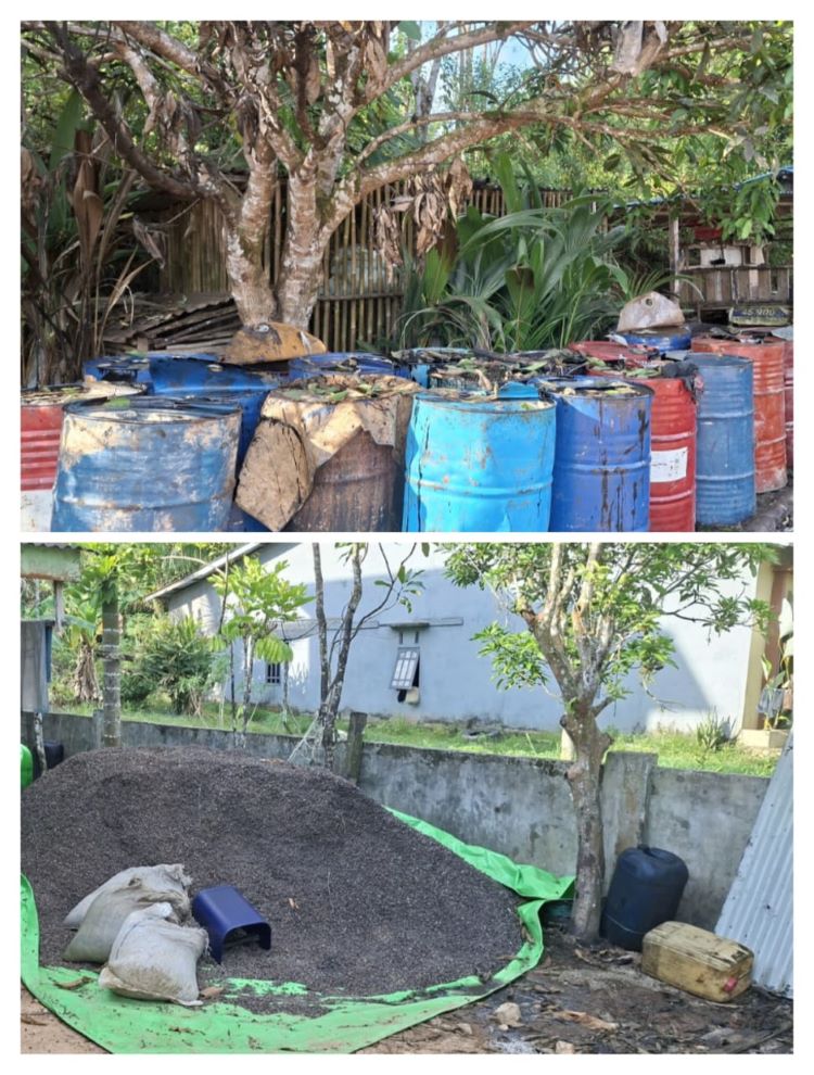 Lokasi penampungan CPO dan kernel ilegal dekat pabrik kelapa sawit salah satu perusahaan di Kabupaten Sanggau Kalimantan Barat.