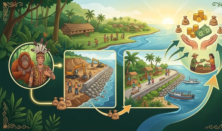 Proyek pengaman Pantai Pecal senilai Rp13,7 miliar di Desa Kinjil Pesisir, Ketapang, Kalimantan Barat, rampung dan terbukti mengangkat perekonomian warga. Pembangunan dari APBN 2025 ini adalah realisasi aspirasi anggota DPR RI Boyman Harun