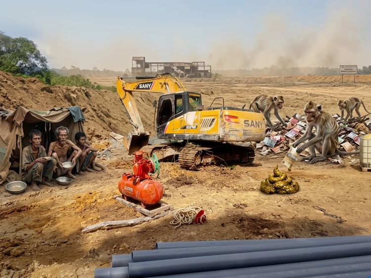 Gunung Pentik dikeruk, excavator disita, Kapolsek Sekayam AKP Sutikno pura-pura tuli. Amnesia.