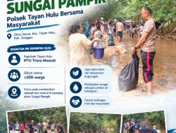 Polsek Tayan Hulu dan Warga Gotong Royong Bersihkan Sungai Pampik