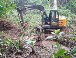 Siap Tancap Gas Alat Berat TMMD Reguler Ke-130 Kodim 1210/Landak Siap Normalisasi Sungai di Dusun Merempayang
